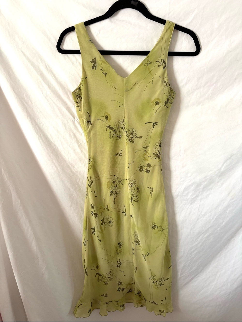 Vintage Y2K green floral midi dress medium small forever 21 2000s - Picture 8 of 10